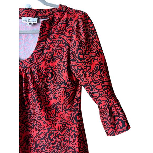 Jude Connally Print Dress Size Small Red & Black - Picture 3 of 6